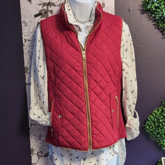 Rich Red Quilted Vest By C'est Toi - Picture 3 of 7